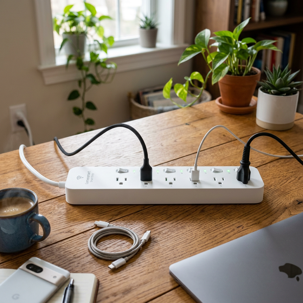 Smart power strip on table