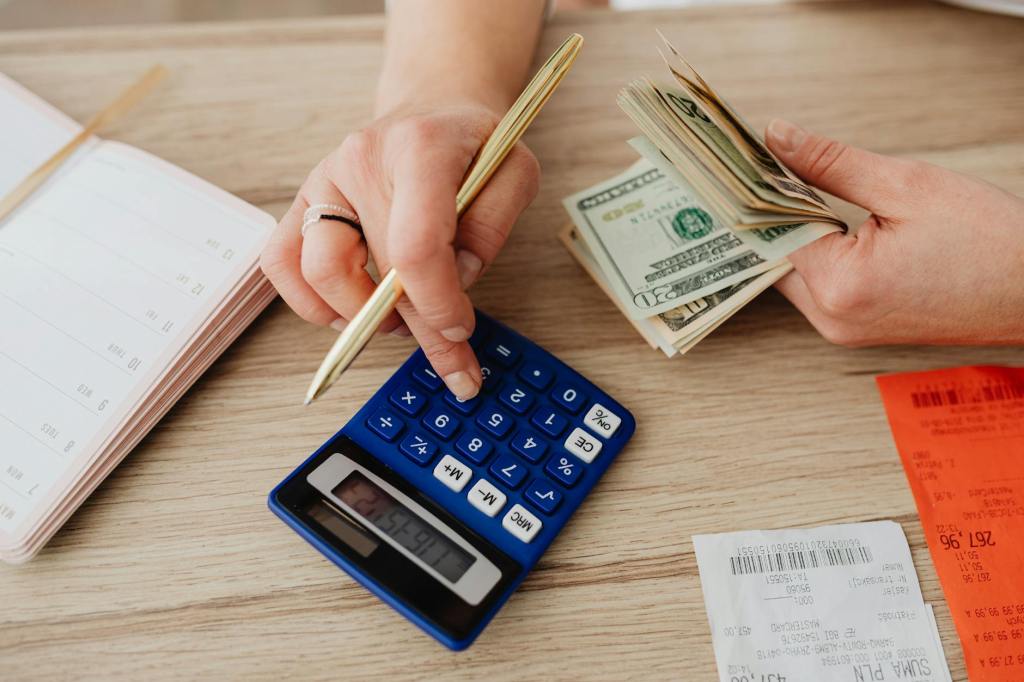 Woman calculating to stay within a budget